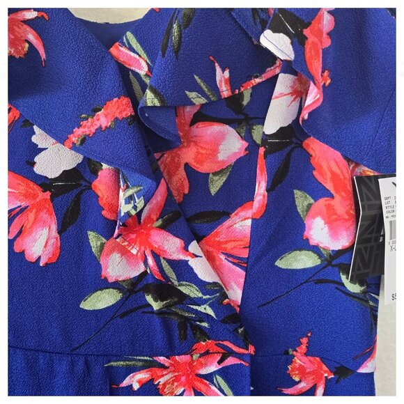 IZ Byer NWT Floral Hi Low Dress Size XL Faux Wrap Ruffle - Picture 3 of 10